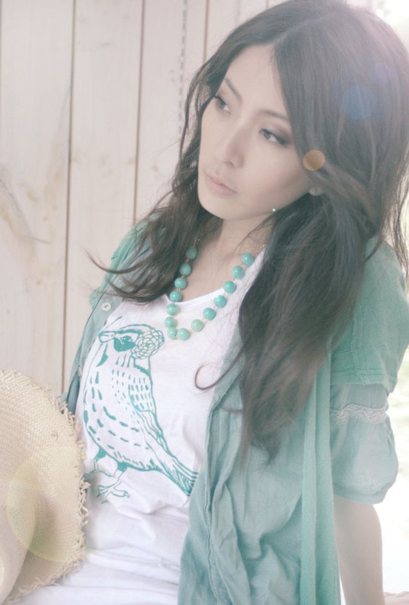 小鸟.探戈  TAN.GO - 女装 T 恤 - 棉．麻 蓝色