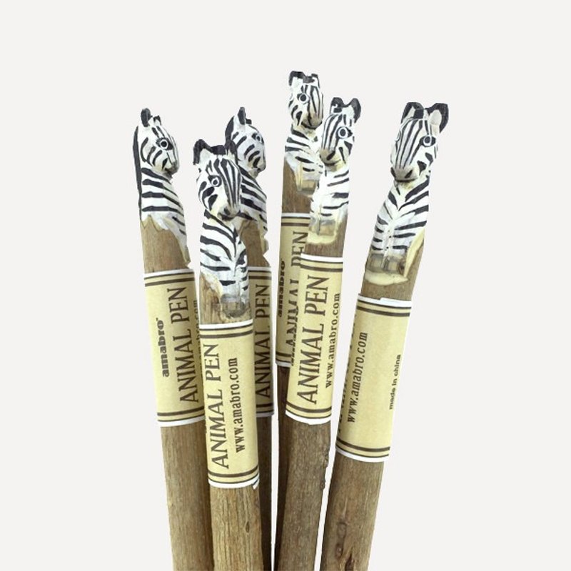 Amabro 动物木雕原子笔・斑马 - 圆珠笔/中性笔 - 木头 