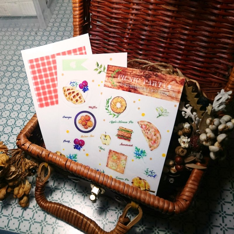 ｛breaktime｝野餐日贴纸组三入 - 贴纸 - 塑料 白色