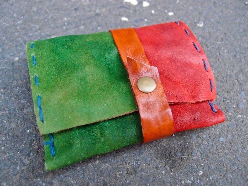 毛面 皱折感零钱包 卡包 名片包 - 零钱包 - 真皮 