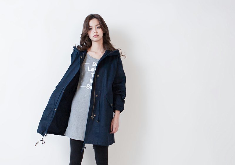 SUMI△ 旅人风衣连帽外套▽3AF232_深蓝 - 女装西装外套/风衣 - 棉．麻 蓝色