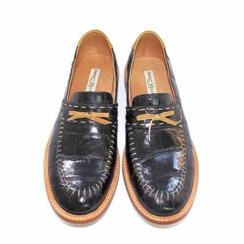 Grace Crocodile Loafer Shoes M1096 Black - 男款休闲鞋 - 真皮 黑色