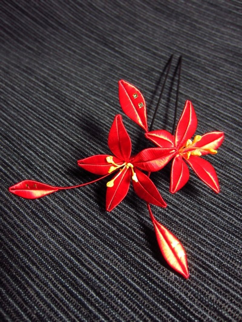 凤彩—誓约—缠花/春仔花发插 - 发饰 - 丝．绢 红色