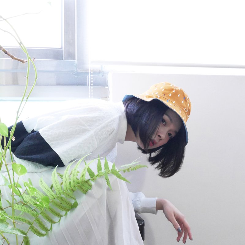 温柔双面渔夫帽系列 | 橘子三角 - 帽子 - 其他材质 橘色