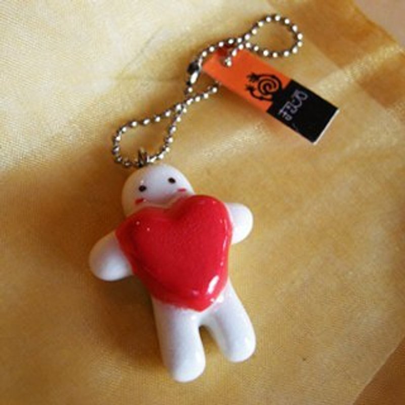 ＜Hello Pottery＞陶瓷钥匙圈 爱心晴天娃娃 - 吊饰 - 其他材质 