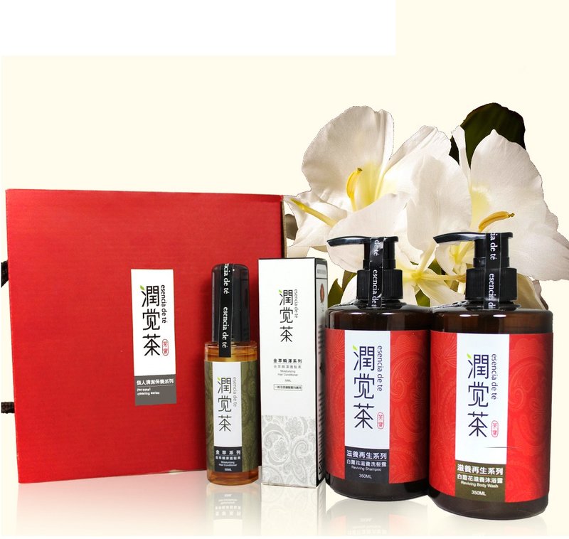 圣诞礼盒 【白姜花滋养再生礼盒-洗发/沐浴/护发素】婚礼小物/礼物 /交换礼物/生日礼物 - 沐浴用品 - 植物．花 红色
