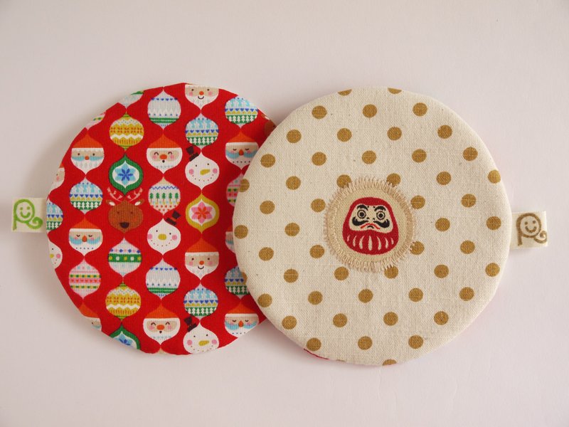 不倒翁福神 圆形双面杯垫 - 耶诞限定版~*限量~!! - 杯垫 - 其他材质 红色