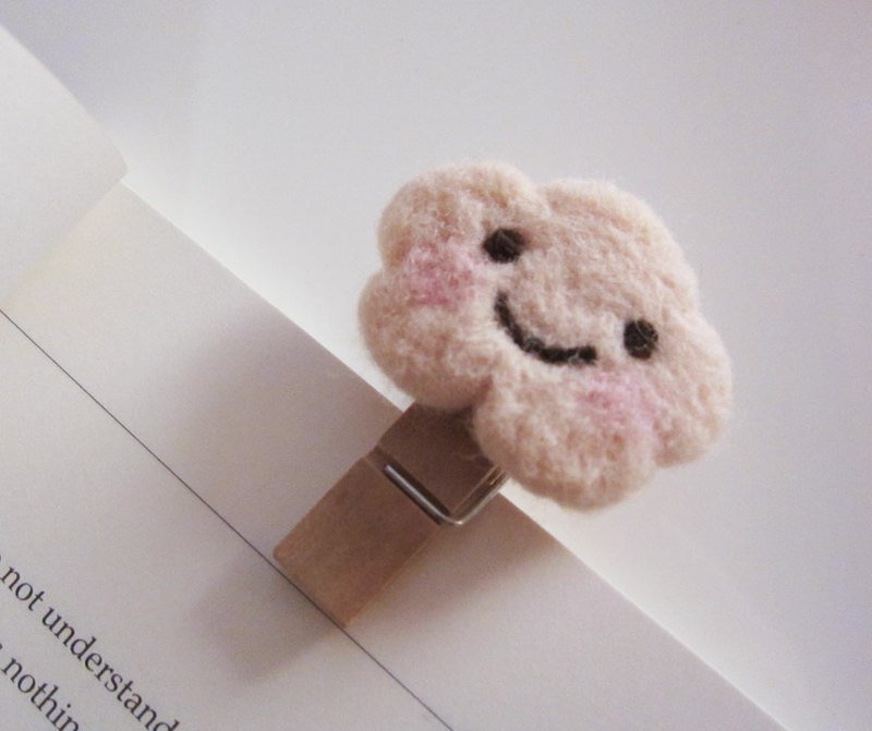 小云朵朵 书签 书夹 小木夹 - 书签 - 羊毛 白色