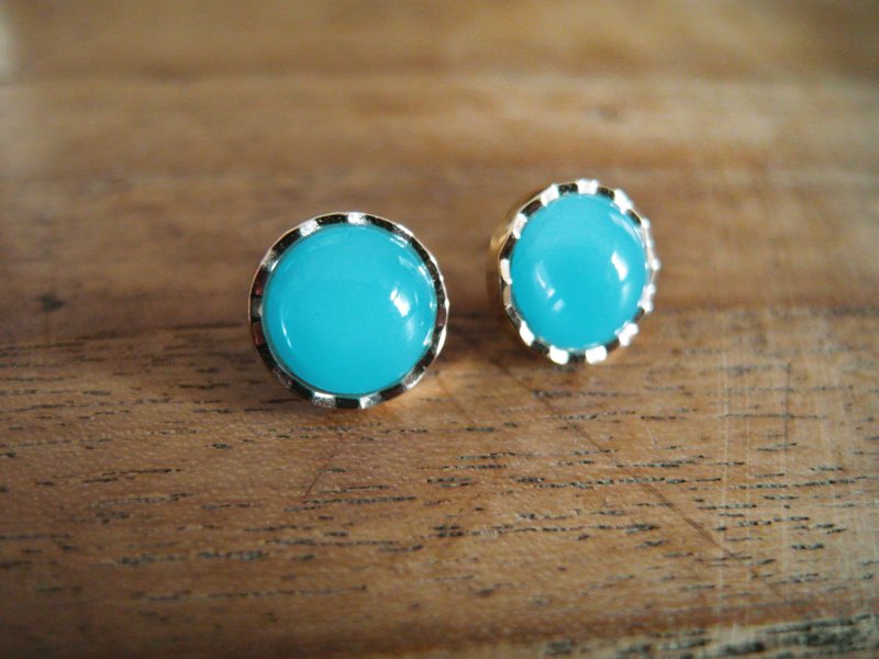 复时品【早期手工耳环：萤光蓝绿】 - 耳环/耳夹 - 其他材质 蓝色