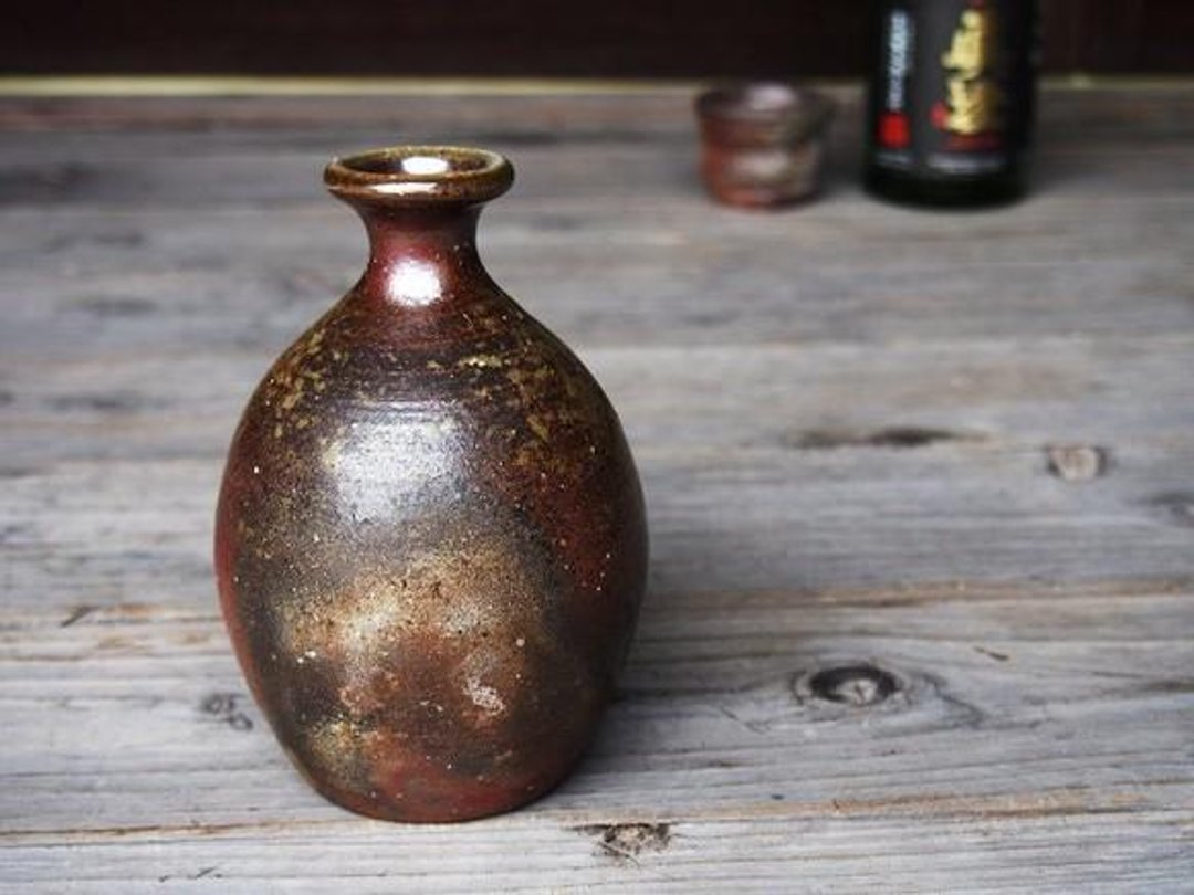 日本冈山备前 陶器 德利 日本酒酒器【附桐箱】t-001 - 花瓶/陶器 - 其他材质 咖啡色
