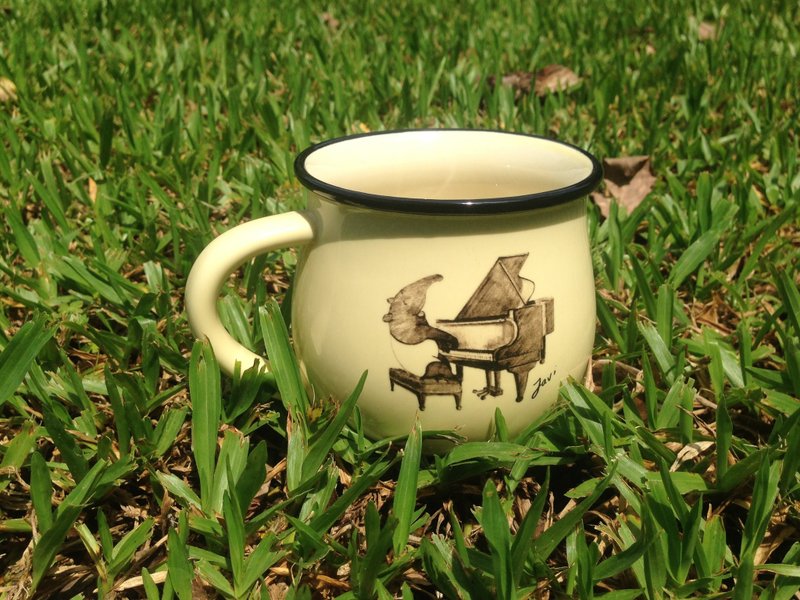 【Abocoba】马来貘插画陶瓷咖啡杯－钢琴演奏篇 - 咖啡杯/马克杯 - 瓷 