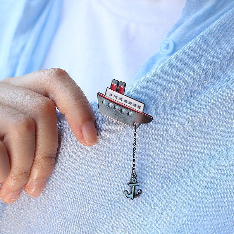 U-PICK原品生活 原创设计 胸针领针衣服配饰黑猫小鱼轮船海锚 - 胸针 - 其他金属 
