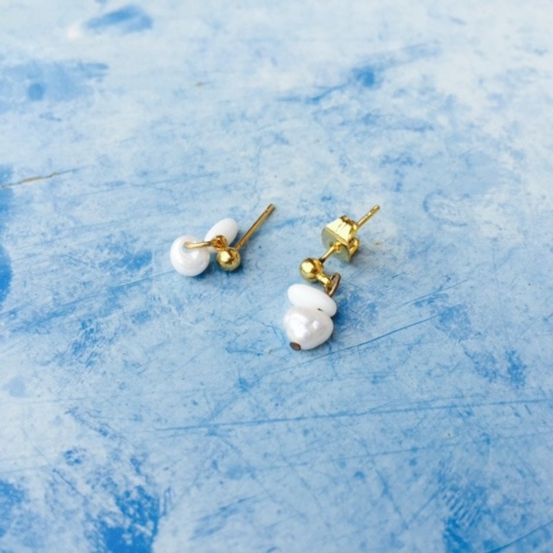 蛋白琉璃系列针式耳环 - 耳环/耳夹 - 玻璃 多色