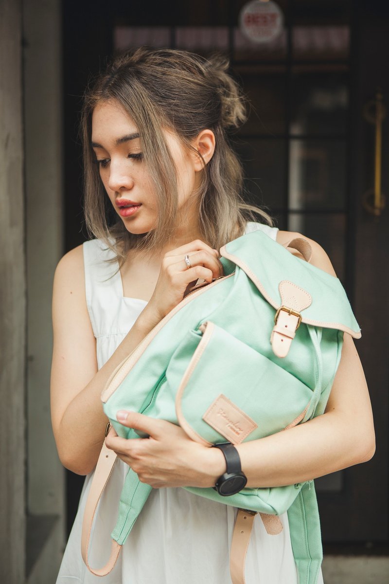 经典后背包-薄荷色 - 后背包/双肩包 - 其他材质 蓝色