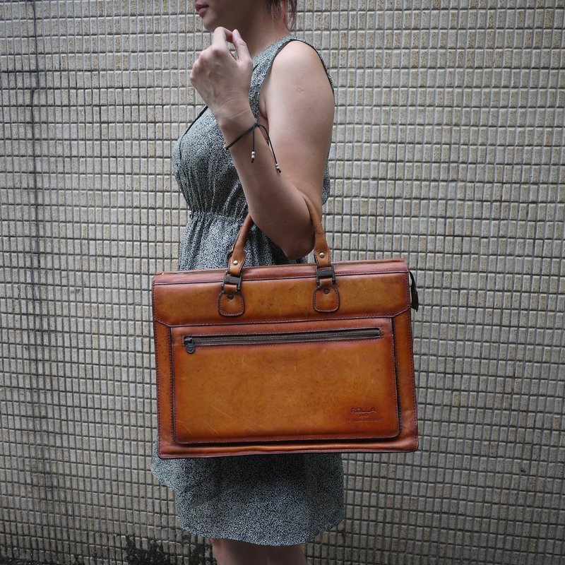 夕卡 Shika // Vintage bag 公事牛皮老包 适陈列用 - 公文包/医生包 - 其他材质 
