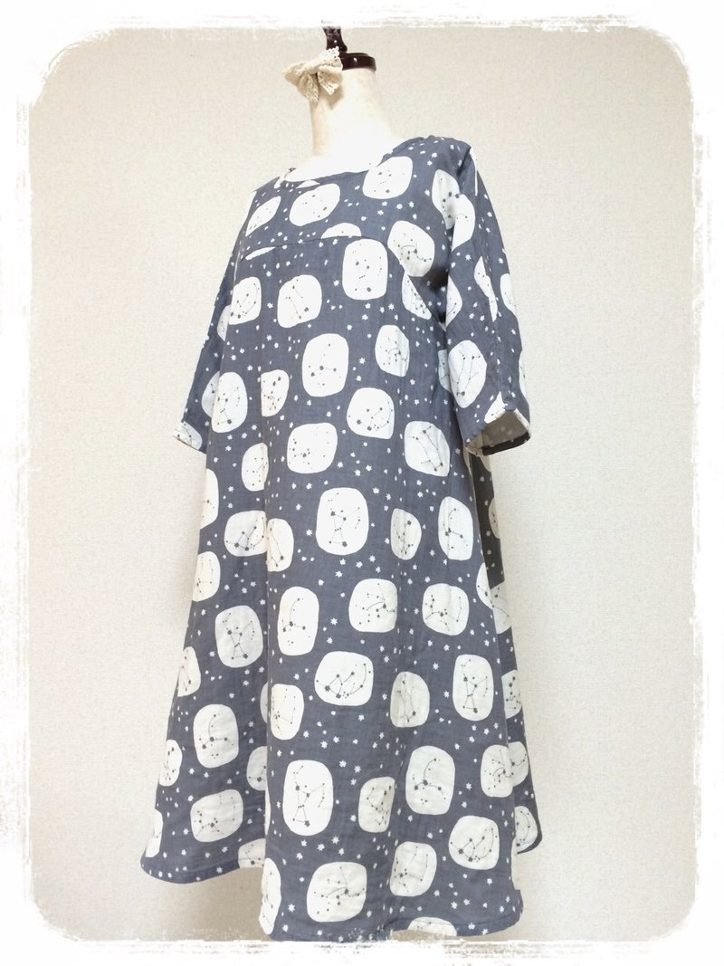 Constellation of One Piece: soft double gauze: Gray - 洋装/连衣裙 - 其他材质 灰色