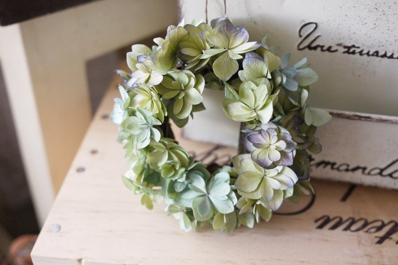 杂集手作zakka乡村风杂货．纽西兰重瓣绿绣球．干燥花花圈 (绿色系/30CM款) - 墙贴/壁贴 - 植物．花 绿色