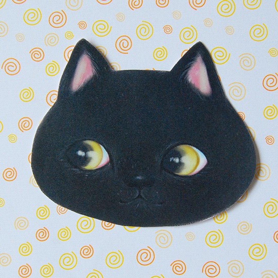 fish cat黑猫大头贴 - 贴纸 - 纸 黑色