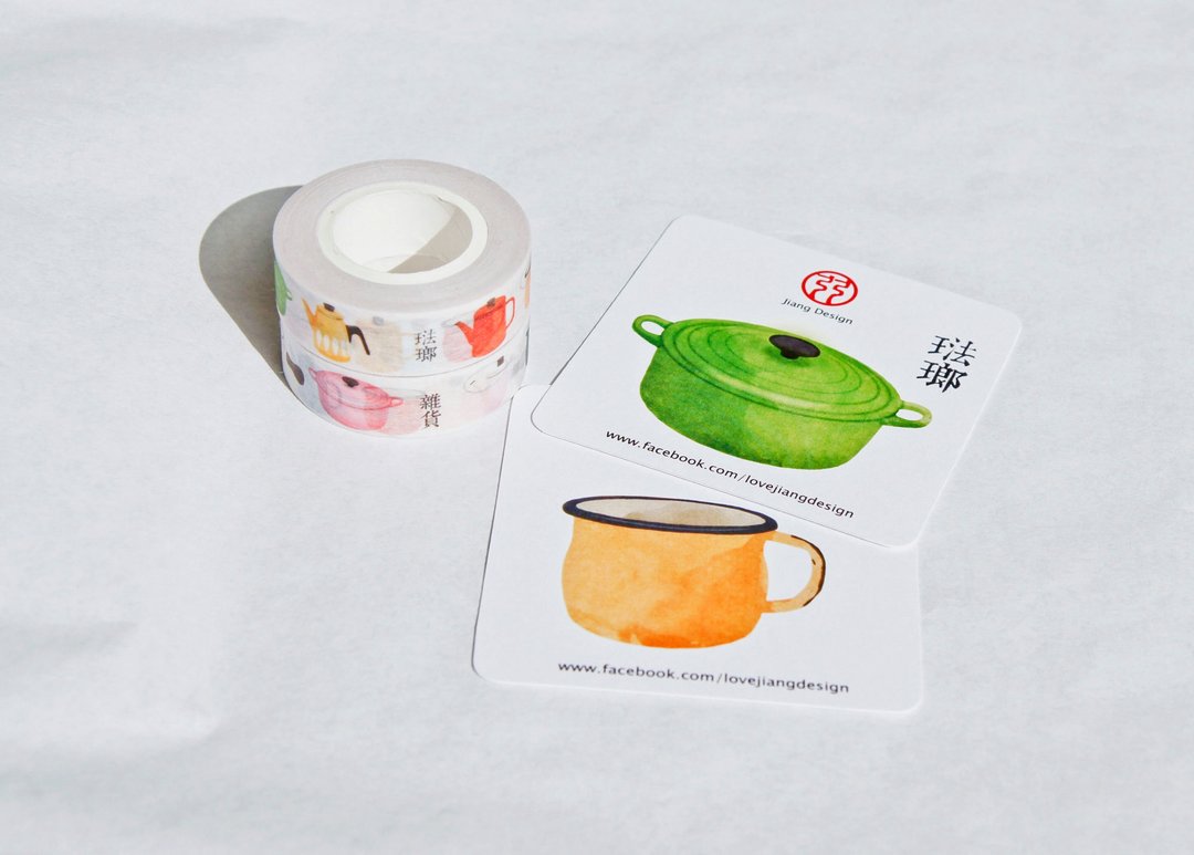 限量纸胶带【珐琅器皿】1卷 - 纸胶带 - 纸 白色