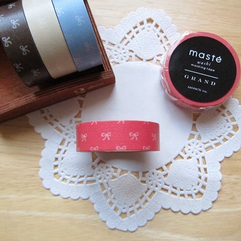 maste Masking Tape 和纸胶带【蝴蝶结-桃红 (MSG-MKT17-PK)】 - 纸胶带 - 纸 粉红色