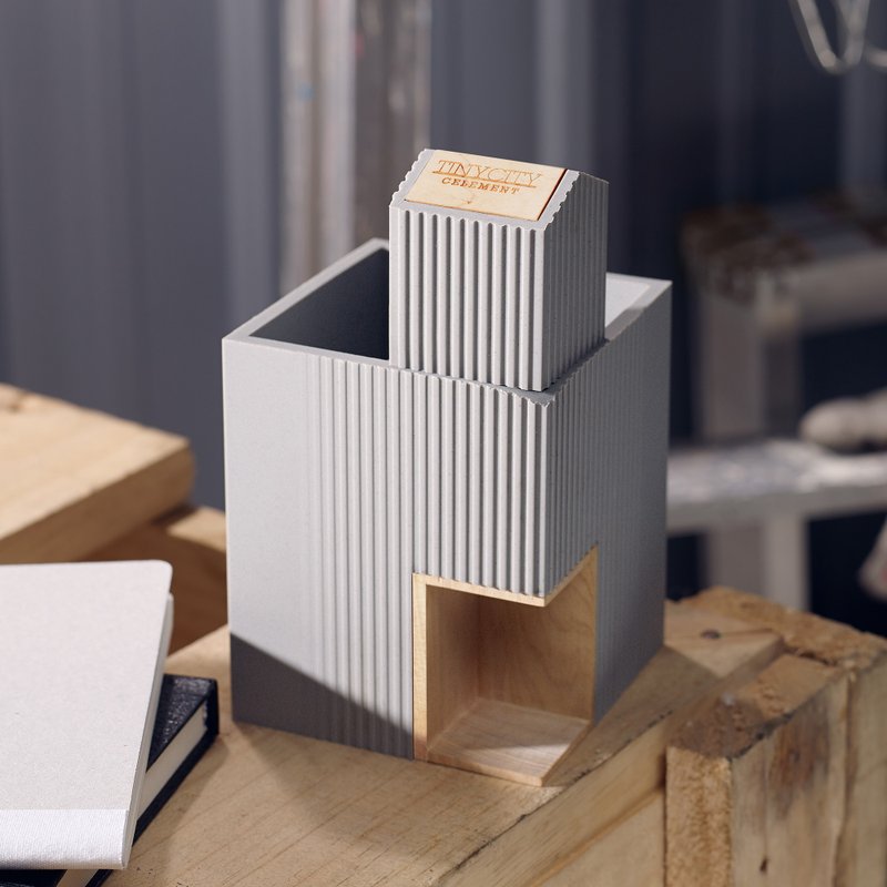 骑楼笔筒 X 铁皮屋削笔器 | 小城市文具组 - 笔筒/笔座 - 其他材质 灰色