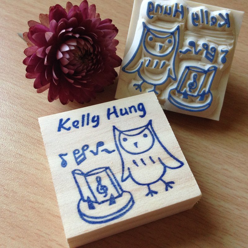 我的橡皮章_名字版(猫头鹰) - 木工/竹艺/纸艺 - 木头 蓝色