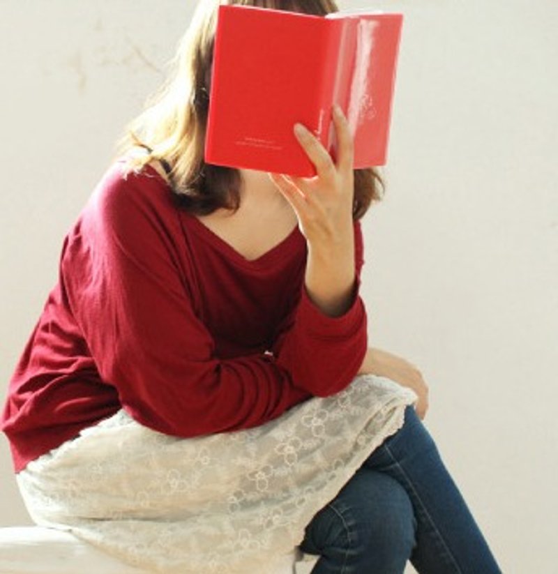 韩国 Afrocat drawing dairy  幸福红 涂鸦 手帐 日记 万用本 (赠木铅笔+印章)-Red - 铅笔/自动铅笔 - 纸 咖啡色