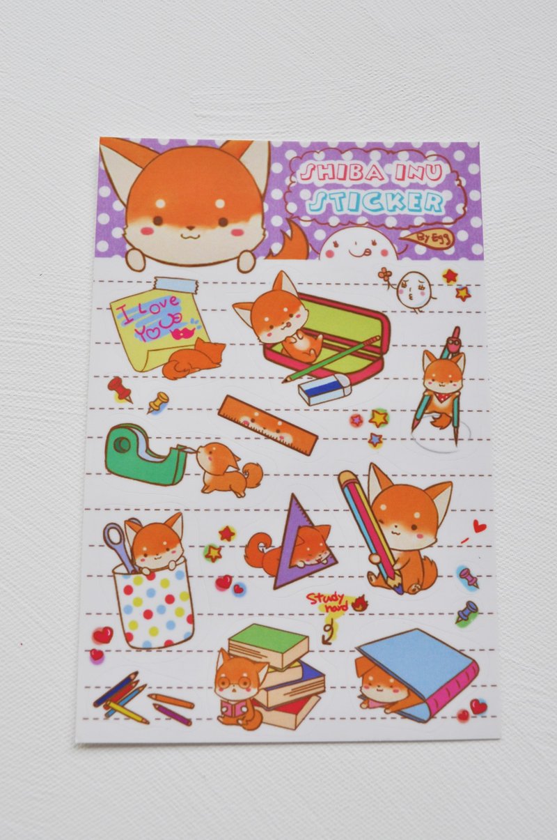 出7蛋鸡蛋款柴犬透明轧型贴纸 - 贴纸 - 其他材质 多色