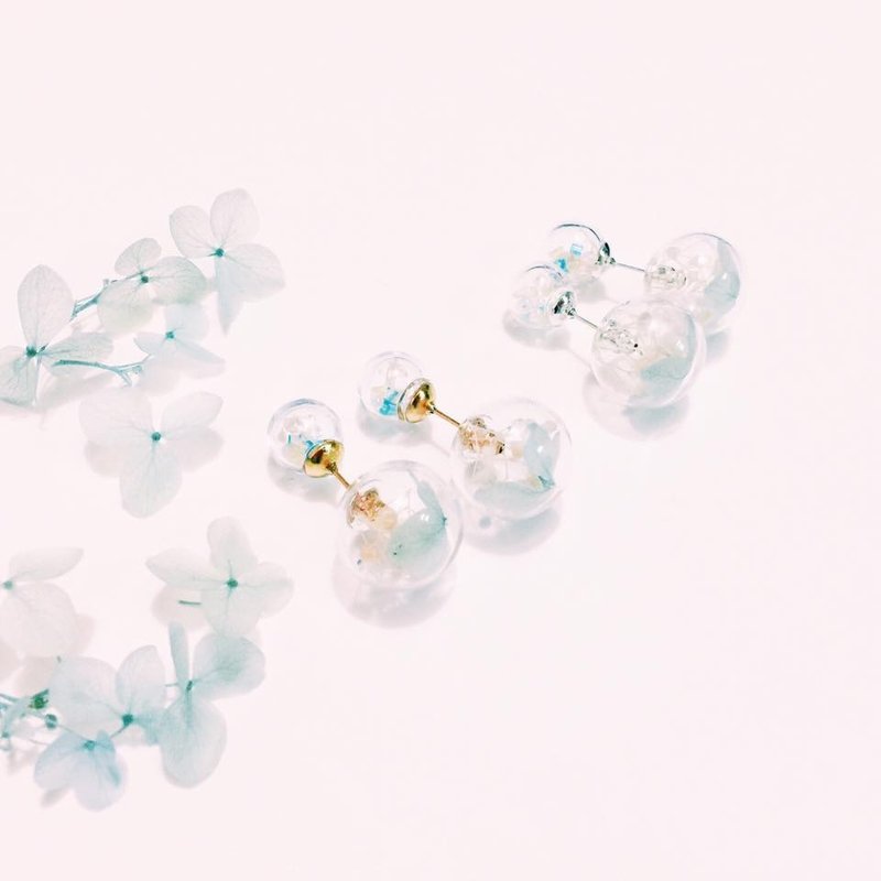 蓝色绣球花前后扣耳针-ᴘᴀᴛʀᴏɴ sᴀɪɴᴛ 守护神系列 - 耳环/耳夹 - 其他金属 