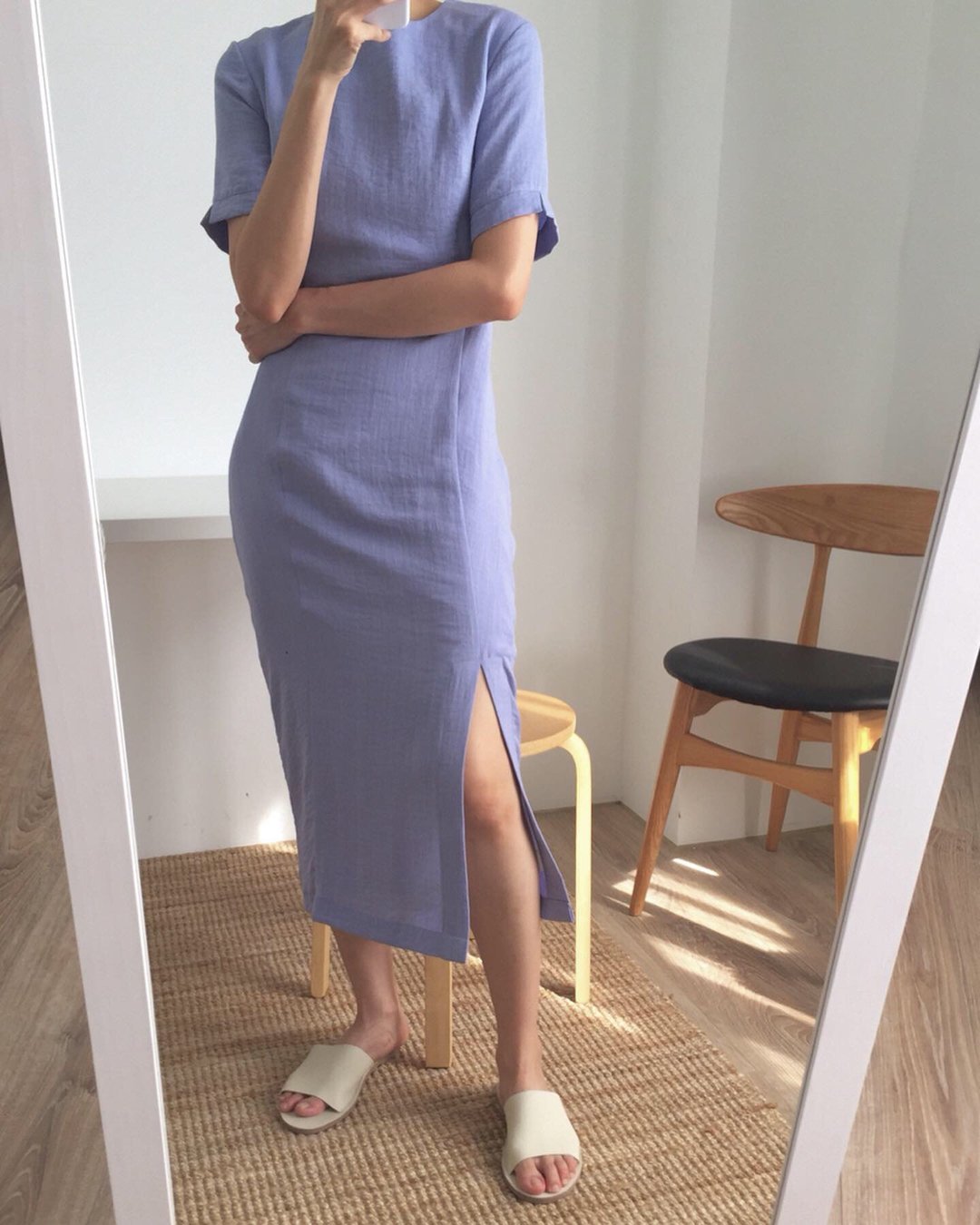 Ling Dress 夏日经典丹宁色棉麻旗袍式洋装 - 洋装/连衣裙 - 棉 