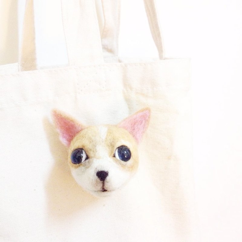 羊毛毡吉娃娃别针/吊饰/钥匙圈 - 玩偶/公仔 - 羊毛 金色