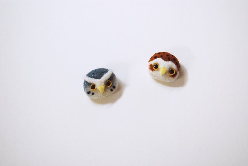 猫头鹰▲胸针 - 胸针 - 羊毛 咖啡色