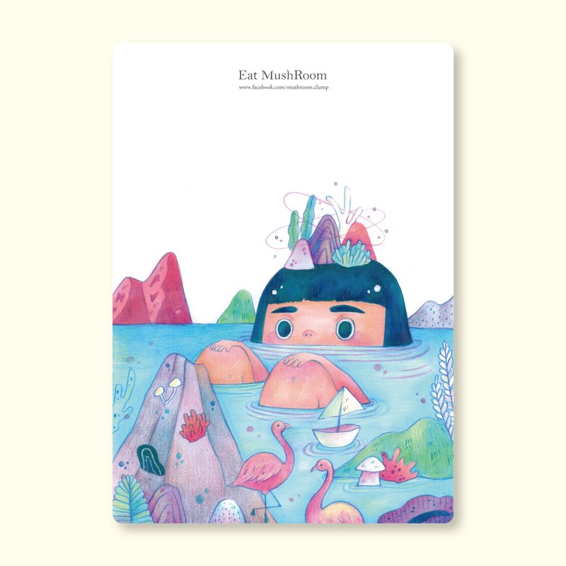 夏日消暑泡水 明信片 - 卡片/明信片 - 纸 粉红色