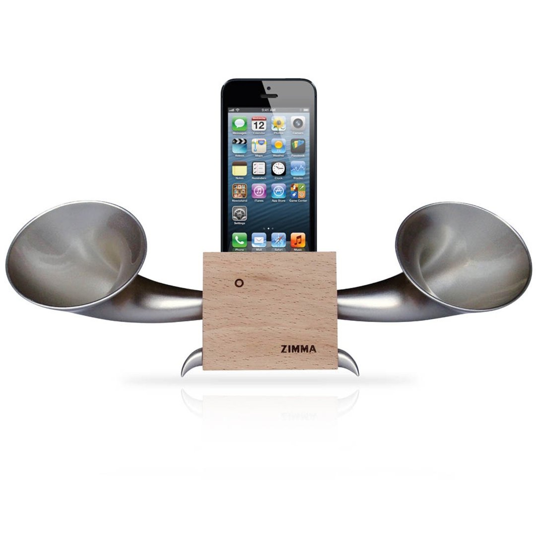 百货福利品!ZIMMA-立体双声道免提器 专属 iPhone SE以下机种 - 扩音器/喇叭 - 木头 咖啡色
