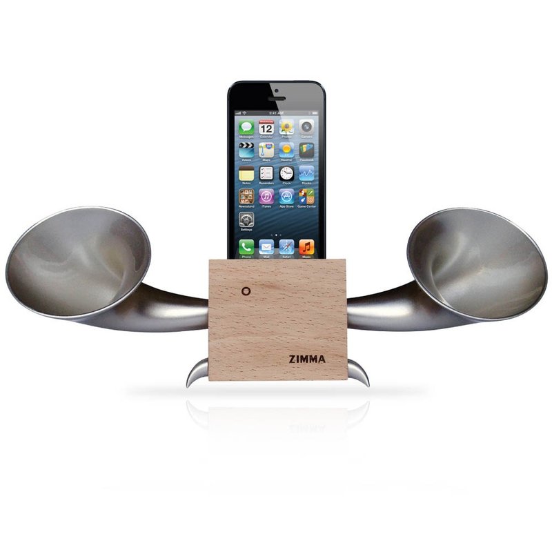 百货福利品!ZIMMA-立体双声道免提器 专属 iPhone SE以下机种 - 扩音器/喇叭 - 木头 咖啡色