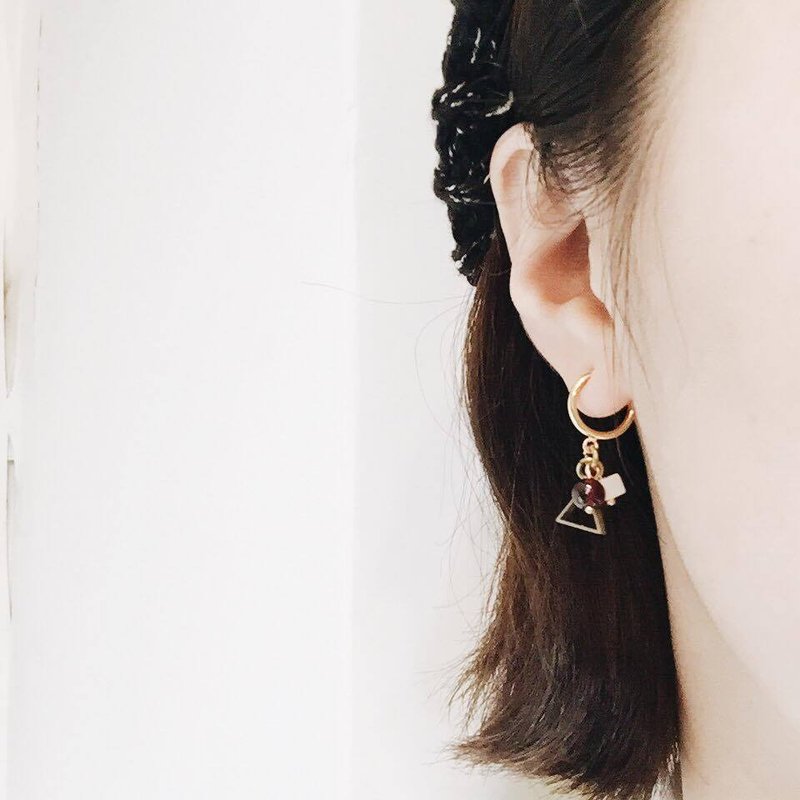 祖母绿.了 | Candy Earrings．红石榴石/白玉耳环 | - 耳环/耳夹 - 宝石 红色