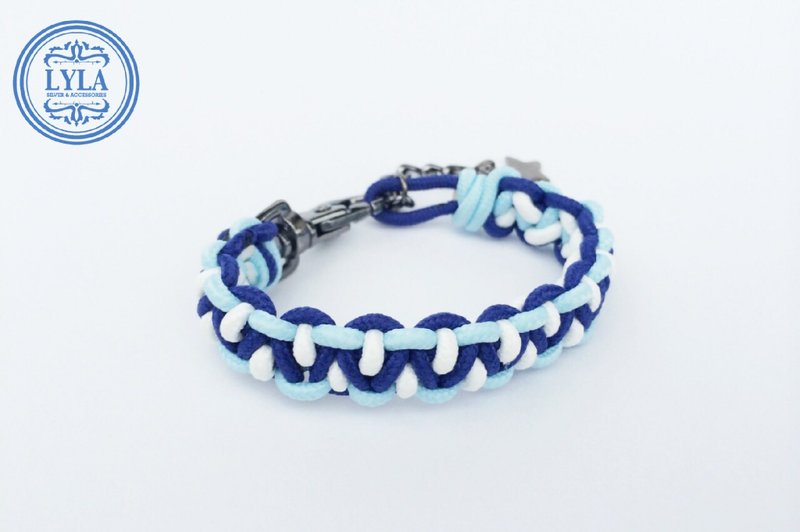 三色编绳蓝色系 - 手链/手环 - 棉．麻 多色