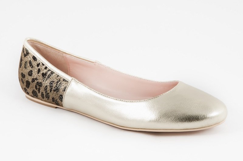 Bella-001m-04 豹纹金属色芭蕾舞娃娃鞋 - 女款休闲鞋 - 真皮 金色