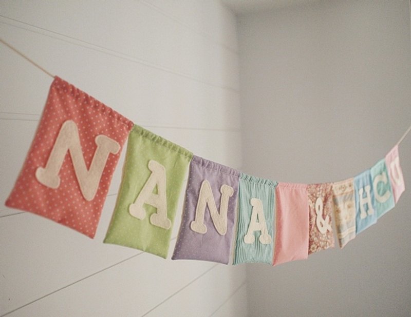 hairmo。baby周岁庆生长条挂旗(13cmx10面含字母) - 墙贴/壁贴 - 棉．麻 多色