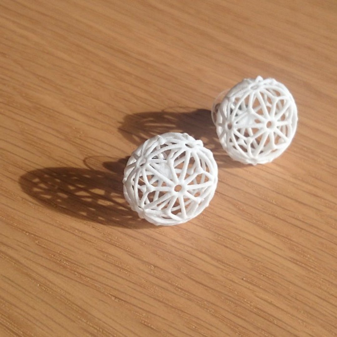 TEMARI　耳环 - 耳环/耳夹 - 塑料 白色