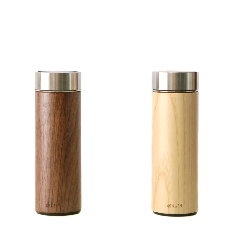 实木两俩一起-汋饮保温瓶。胡桃。栓木 330ML 保温、保冷12H - 保温瓶/保温杯 - 木头 金色