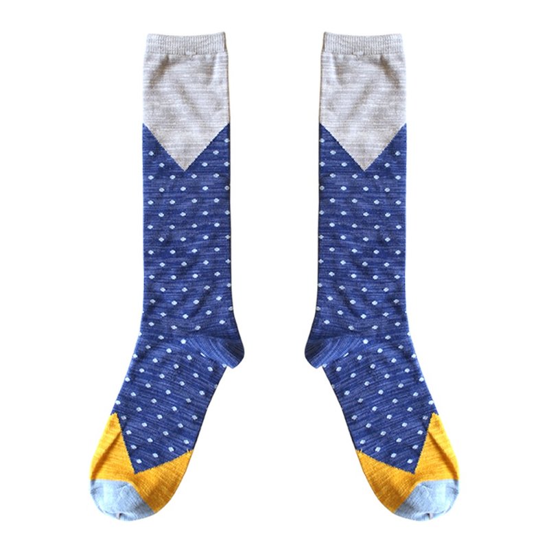 【2色】香榭吃趣！// 法式波点蓝山棉袜子(不对衬设计) :::DAWN' make up your feet ::: - 袜子 - 棉．麻 蓝色