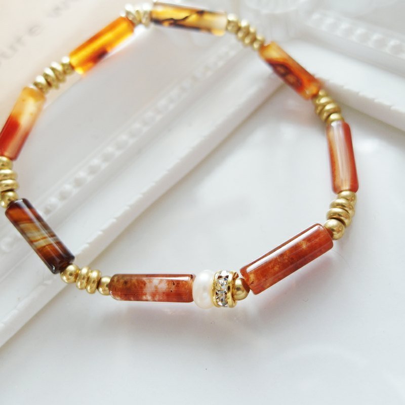 Cha mimi。天然能量。复古 秋日午茶咖啡Black tea 手链 - 手链/手环 - 其他材质 红色