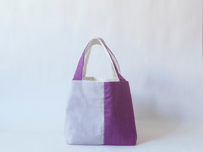 [Mi Sol 小太阳]-简单方块袋-双色-紫灰 - 手提包/手提袋 - 其他材质 紫色