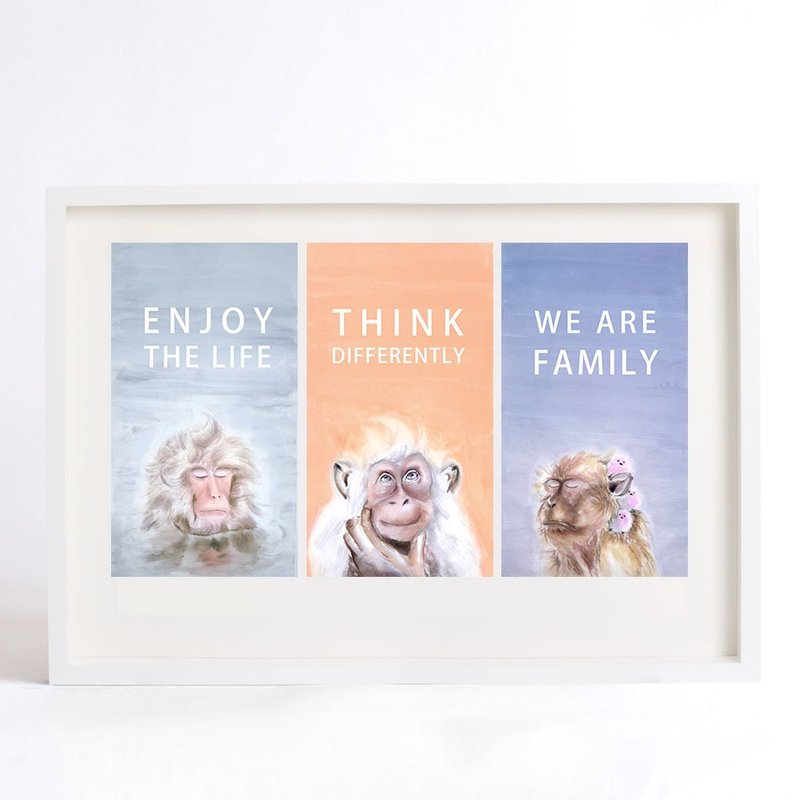 水墨原创画作《猴》系列之-Enjoy the Life-家居装饰画(复制画）（不含框） - 海报/装饰画/版画 - 纸 蓝色