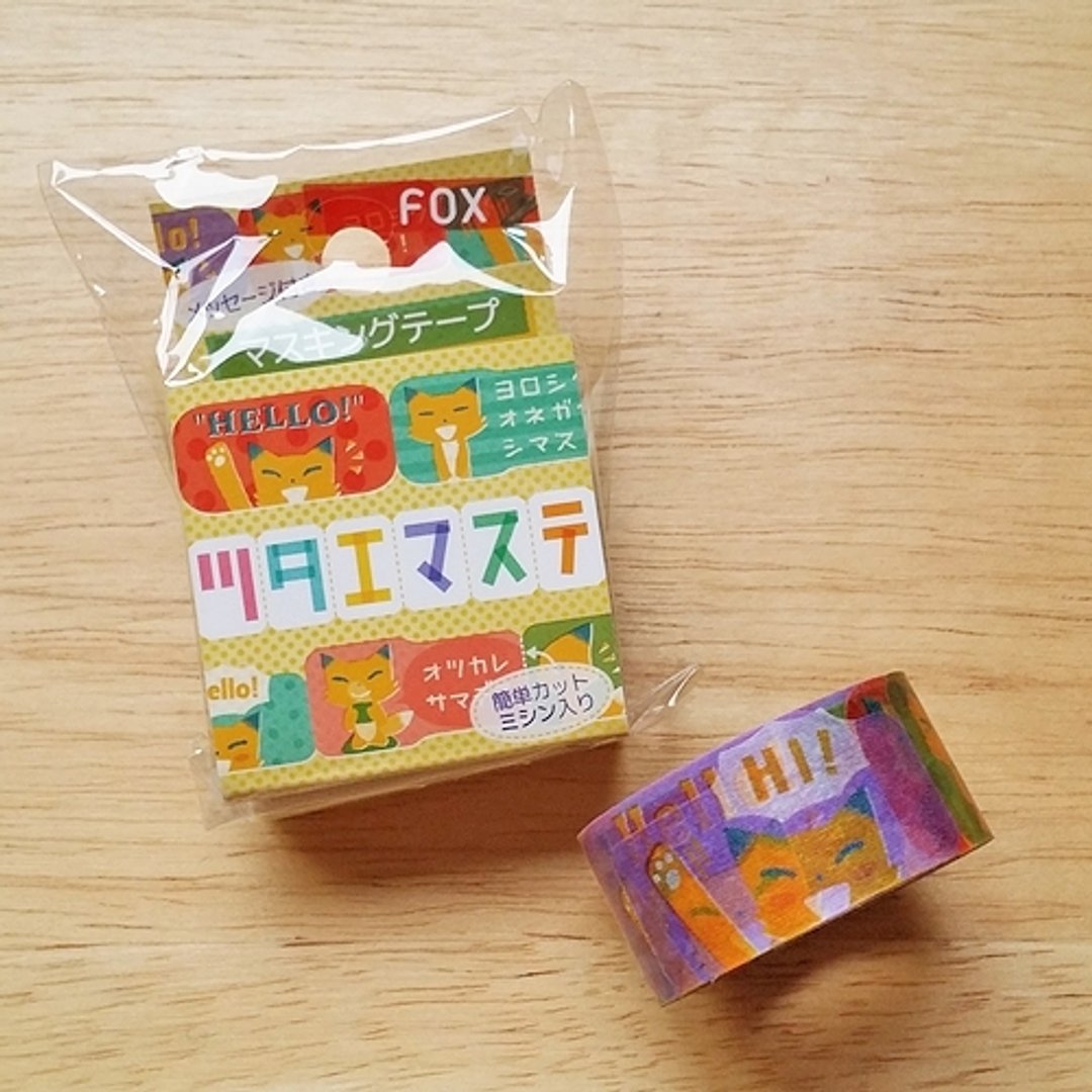 ASAMIDORI 花边造型 讯息和纸胶带【小狐狸 (AM-MK-037)】 - 纸胶带 - 纸 多色