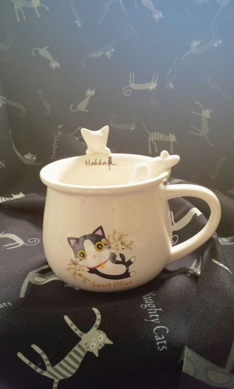 Hakka桂花猫白瓷杯 - 咖啡杯/马克杯 - 其他材质 白色