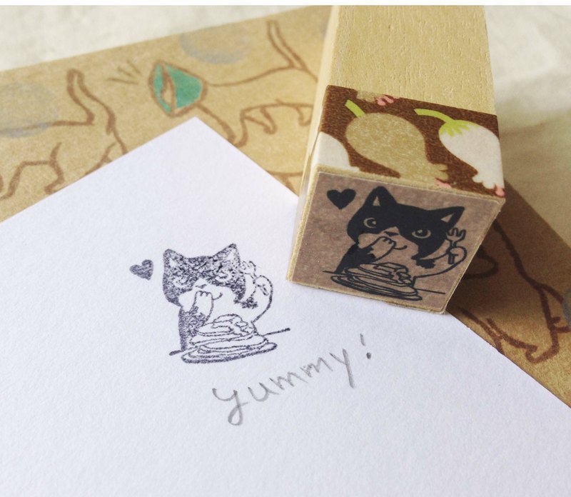 印章-松饼好吃猫手帐章 - 印章/印台 - 木头 卡其色