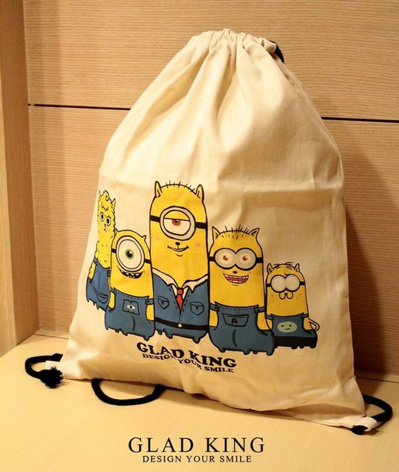 草泥马专卖店GLAD KING【手工独家限量★草泥马羊驼神偷奶爸小小兵-束口帆布后背包 】创意潮T品牌 - 侧背包/斜挎包 - 棉．麻 