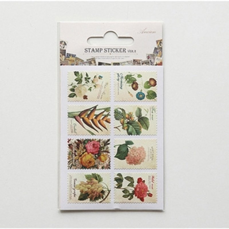 Ancien复古邮票贴V2_01 Flower,E2D51257 - 贴纸 - 纸 多色